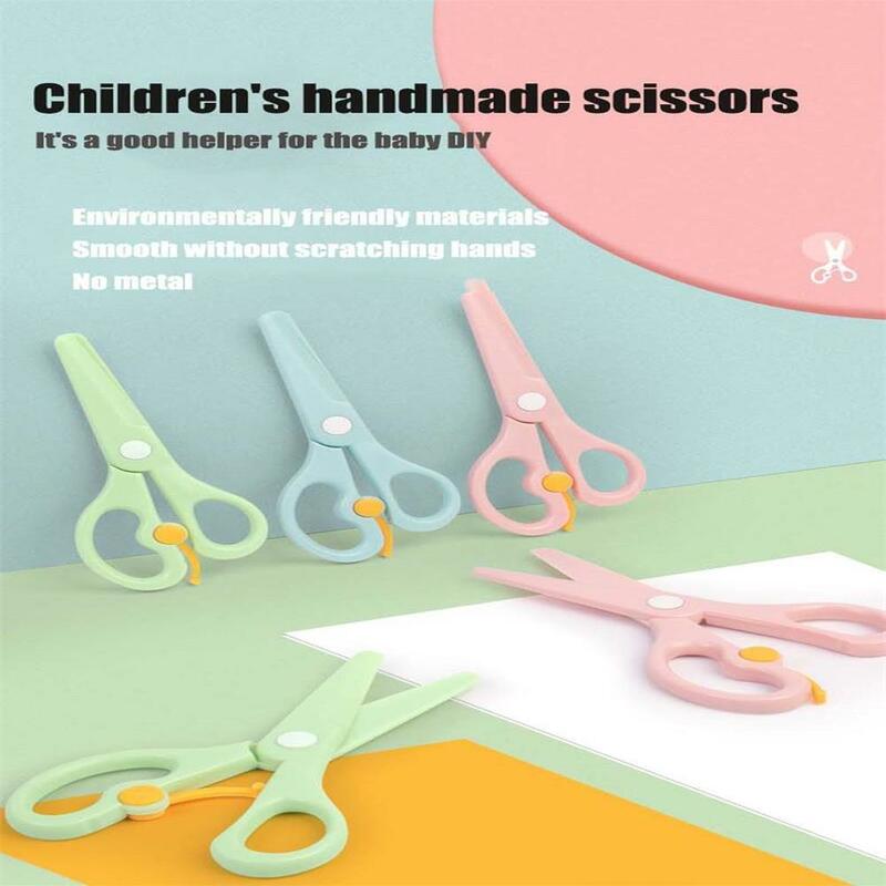 Mini tijeras de plástico de cabeza redonda de seguridad para niños, suministros de corte de papel para escuela de jardín de infantes, 1 piezas, 135mm, nuevo