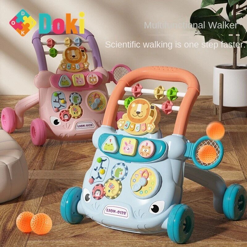 Dokitoy New Baby Walking Car Toy Baby Multi Functional Walking Handcart Anti Rollover Newborn Learning Walking Assistant Car