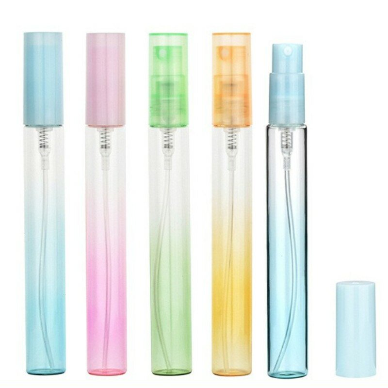 Botella de Perfume colorida de 10ml, botella de Spray vacía de vidrio portátil, Mini botellas rellenables, rociador de estuche de Perfume de viaje, 1Pc
