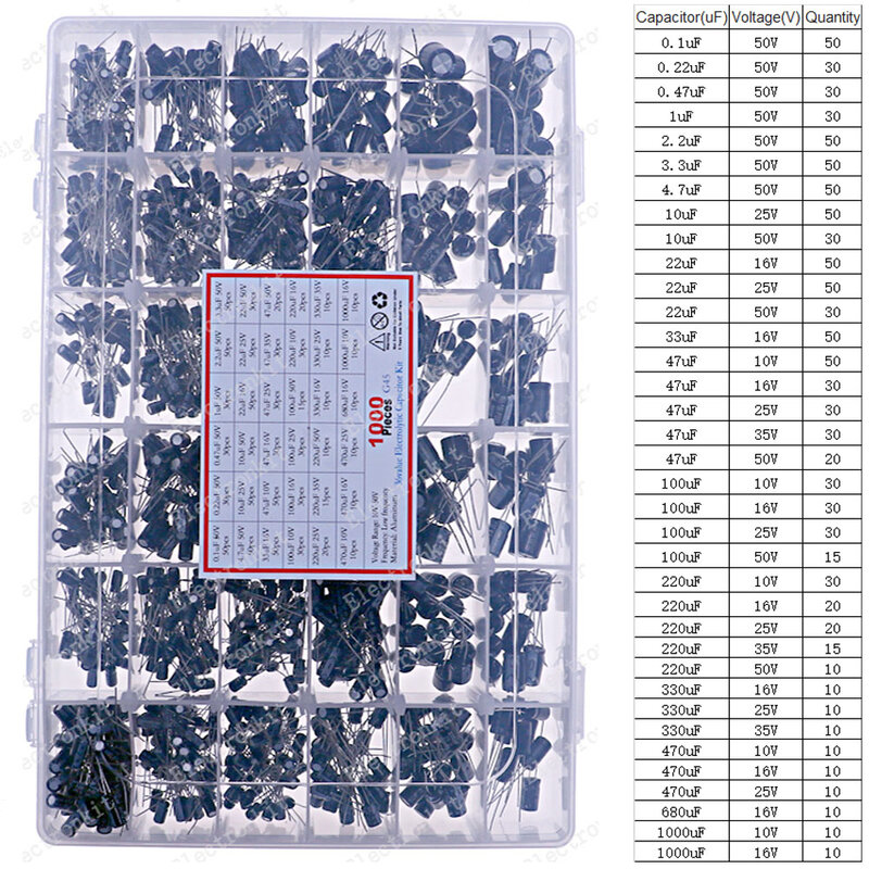 Kit de puzzles électrolytiques, WieshammKit, 16V, 25V, 35V, 50V, 1uf, 2.2uF, 3.3uF, 10uF, 22uF, 33uF, 47uF, 4.7uF, 100uF, 220uF, 330uF, 470uF