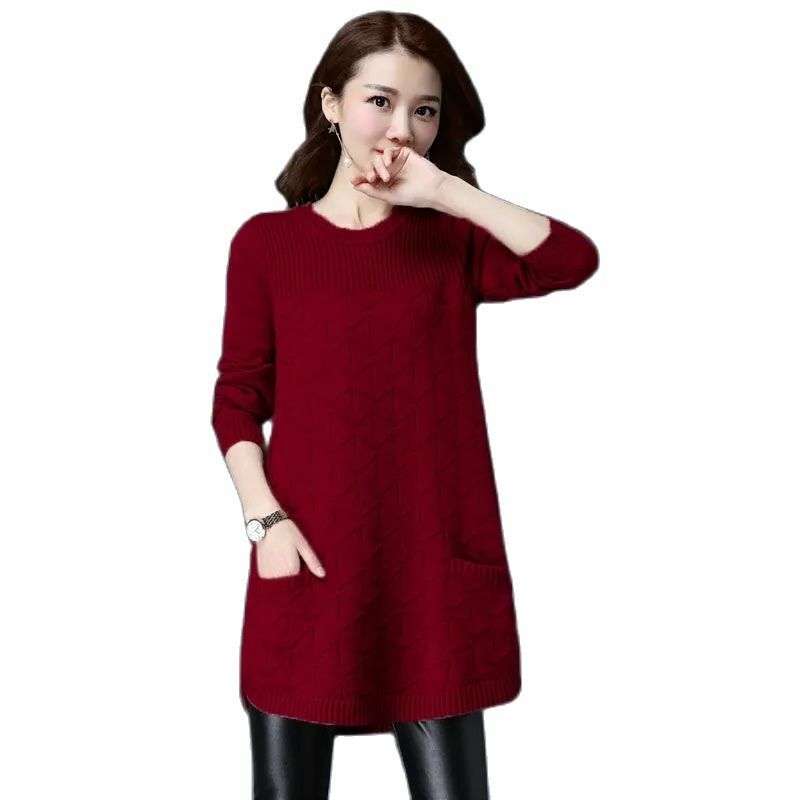 Suéter de malha de manga comprida feminino, camisa de fundo, pulôver com gola O, jumper, tops femininos, outono, inverno, novo, 2023