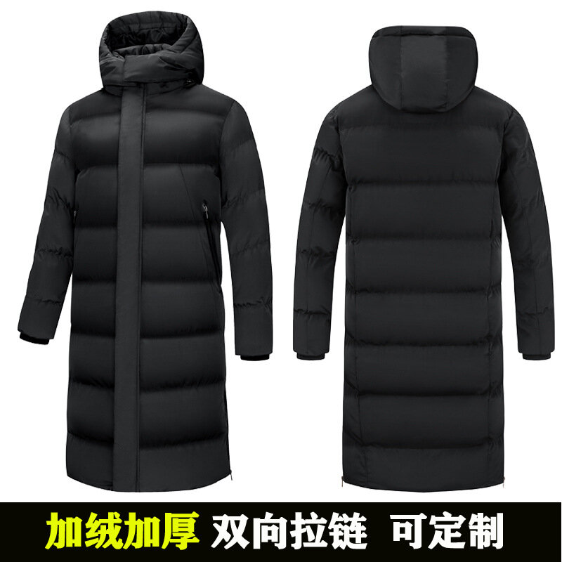 Winter Padded Jacket Men's Luxury fleece-lined Thickened Long Warm Over-the-knee Down Cotton Coat Unisex Sports Hooded Parka 6XL