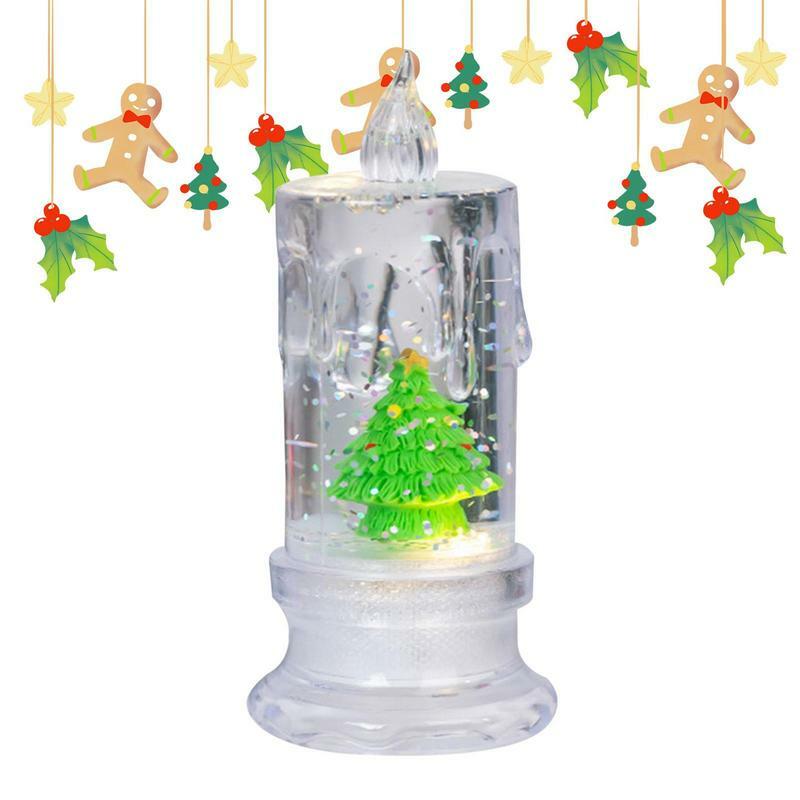 Lámpara de vela eléctrica de flujo de agua nocturno, linterna giratoria de agua de Navidad, decoración navideña colgante festiva