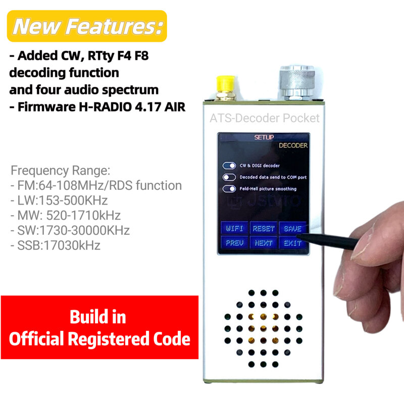 ATS Decoder Pocket Si4732 ricevitore Radio Full Band FM RDS AM LW MW SW SSB DSP con codice registrato ufficiale 4.17