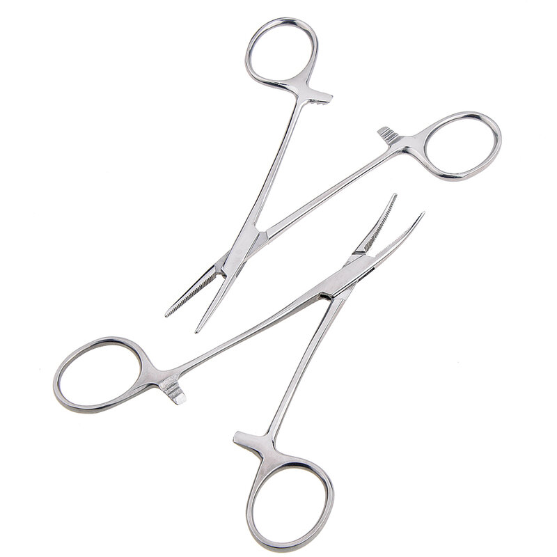 Stainless Steel Curved Tip and Straight Tip Forceps Locking Clamps Hemostatic Forceps Arterial Forceps Clamp Fish Hook Pliers