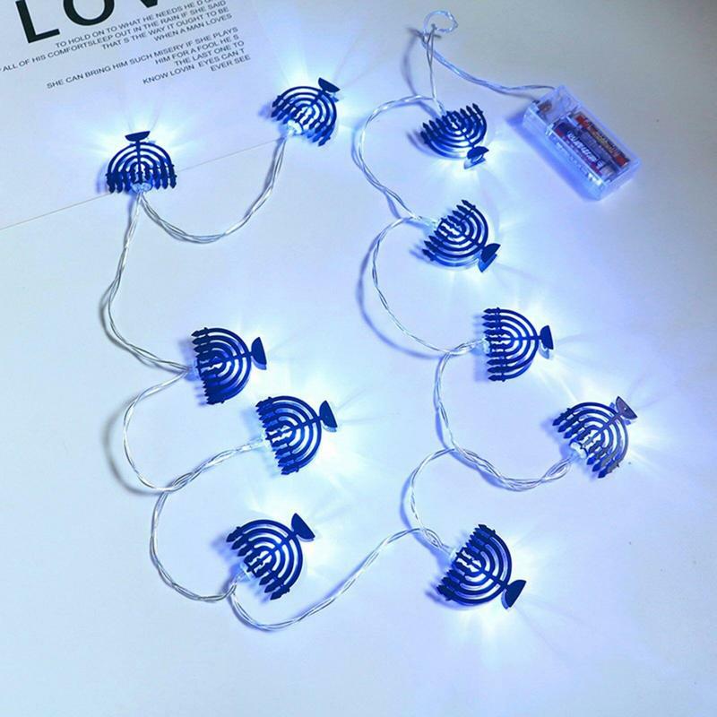 Lampu hias LED Hanukkah, tali cahaya bintang Hanukkah LED, dapat digunakan kembali, lampu String LED Hanukkah untuk jendela meja malam
