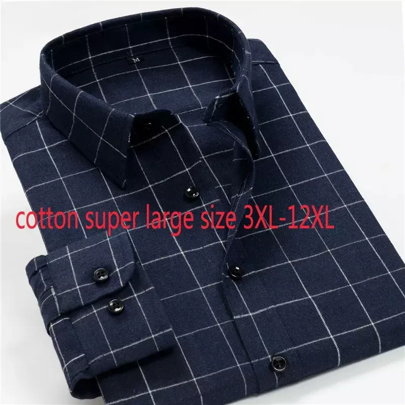 Camisas de manga larga de algodón Extra grandes para hombres, camisas formales gruesas de alta calidad, talla grande 3XL- 8XL9XL10XL, recién llegados, primavera y otoño