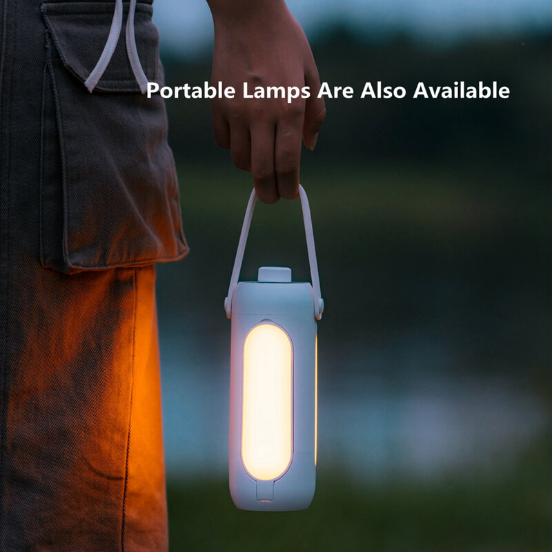 Lampu tenda LED lipat portabel, lampu berkemah USB dapat diisi ulang untuk rumah kantor tenda mobil luar ruangan, senter pencahayaan