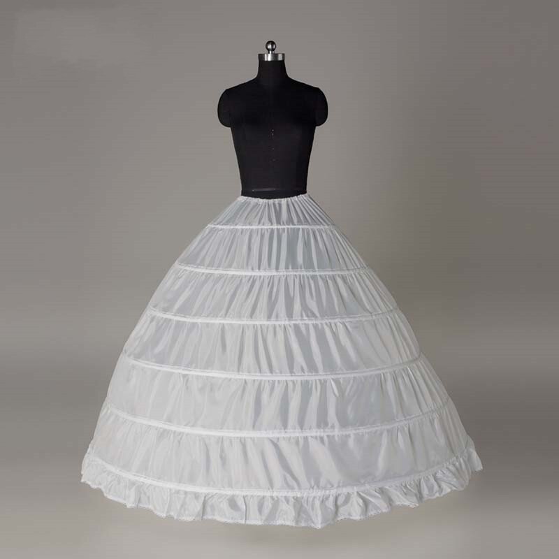 6 Hoop Crinoline Black White Long Wedding Petticoat Ball Gown Dress Underskirt Skirt Half Slips Wedding Accessories