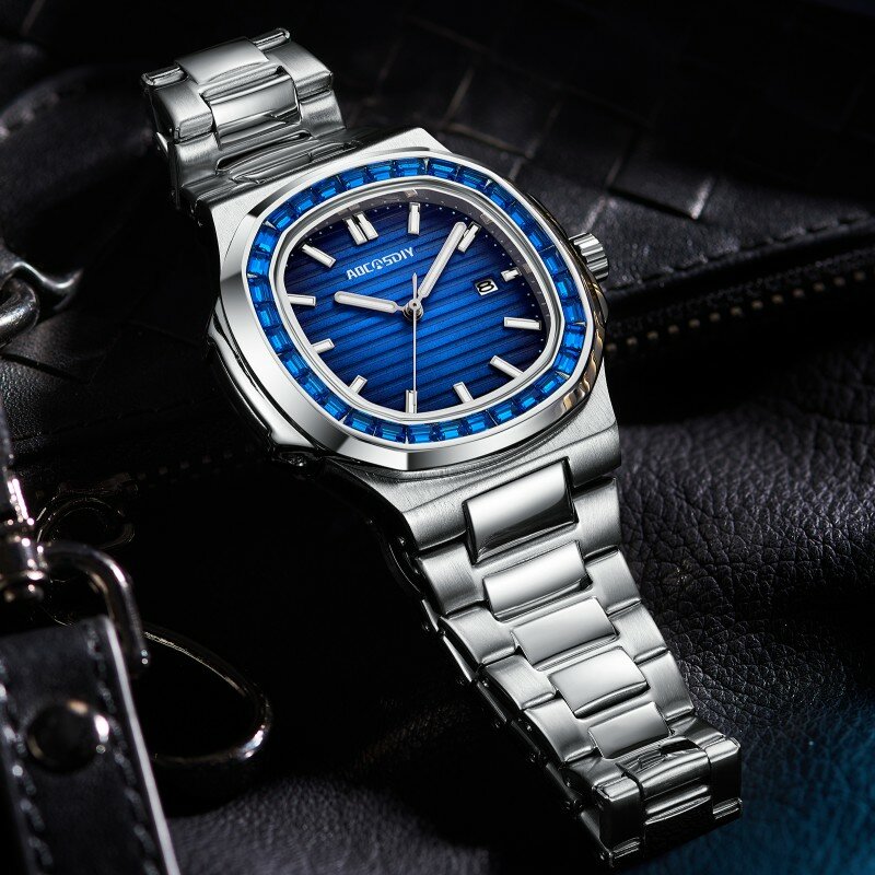 2023 New AOCASDIY Luxury Watch Business Waterproof Male Clock Luminous Date Stainless Steel Square Quartz Men Watch reloj hombre