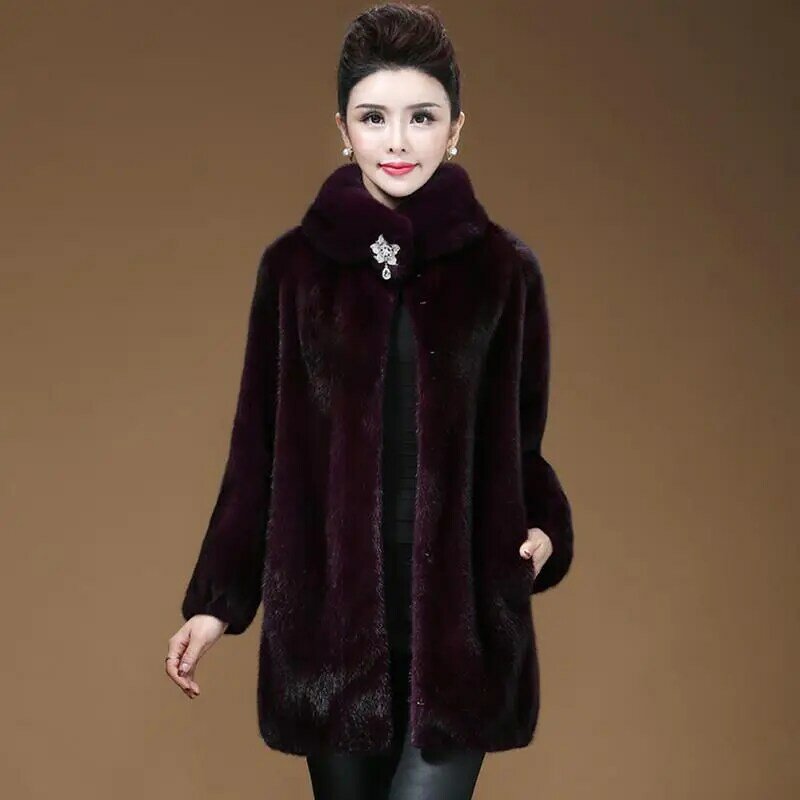 Lmitation visone temperamento cappotto 2023 inverno nuova moda collo di pelliccia donne imitazione visone velluto di media lunghezza sciolto temperamento cappotto