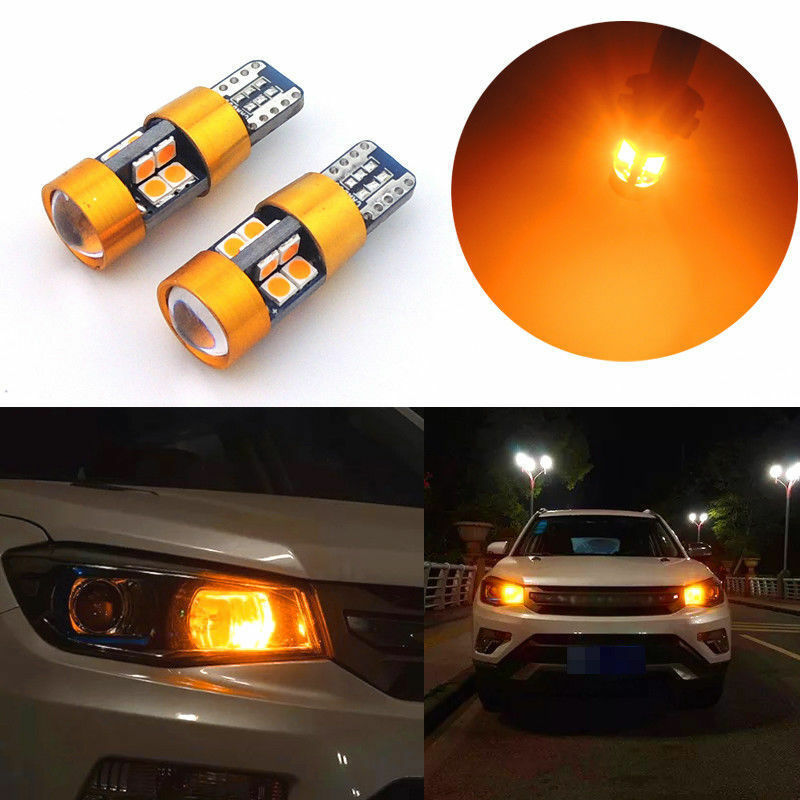 1pair Amber Car Position Parking City Lights T10 168 194 2825 W5W 19SMD LED Bulb Stock Yellowish Light    Interior Lights