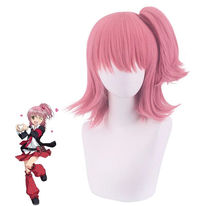 35CM różowa peruka Cosplay włosy Middl część peruka sztuczne włosy peruka syntetyczna Anime peruka imprezowa peruka