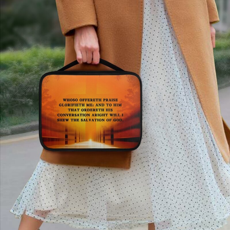 Large Bible Study Book Holy Cover Case Carry Bag Protective Canvas Handbag Book Storage Bag For Women Organizing  Setting Sun
