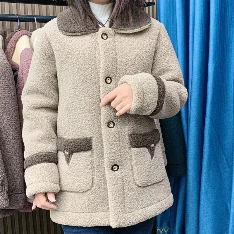New Cashmere Coat Autumn And Winter With Velvet Padded Mother's Fur Coat Women's Long Imitation Fur Warm Coat Woman Thick