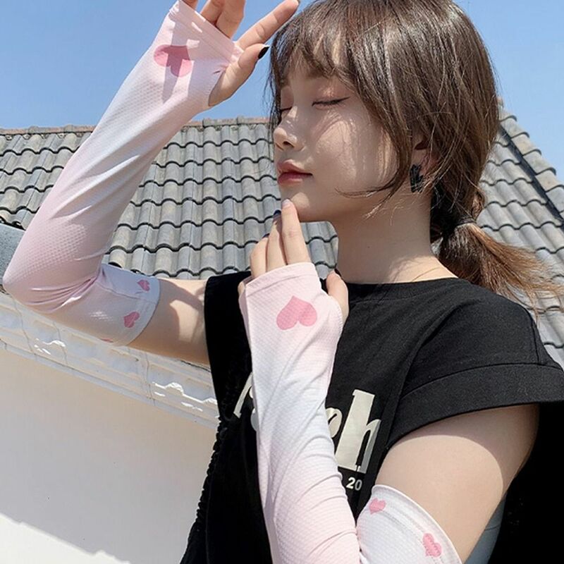 1 Pair Running Fishing Outdoor Cool Ice Silk Arm Covers Sun Protection Arm Sleeves Elbow Cover