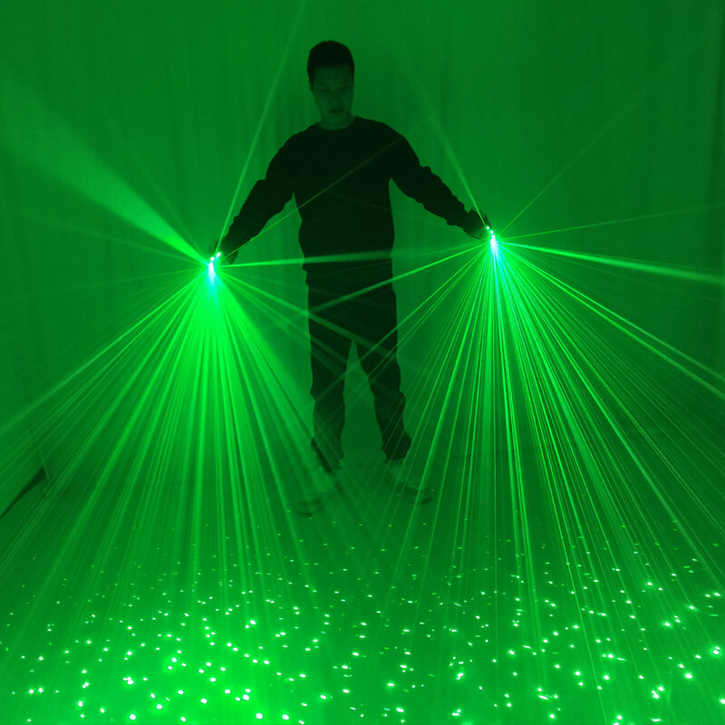 Luvas laser verdes para mostrar, Mitten LED Lazer, Luvas Ray, Trajes luminosos, Estrela do céu, 532nm