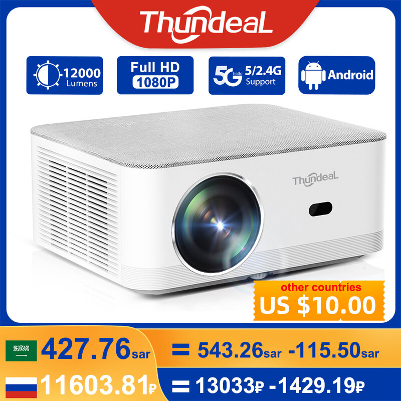 ThundeaL-miniproyector portátil TD92 Pro FHD, 1080P, Full HD, vídeo 4K, WiFi, Android, TD92Pro, cine en casa, película 3D