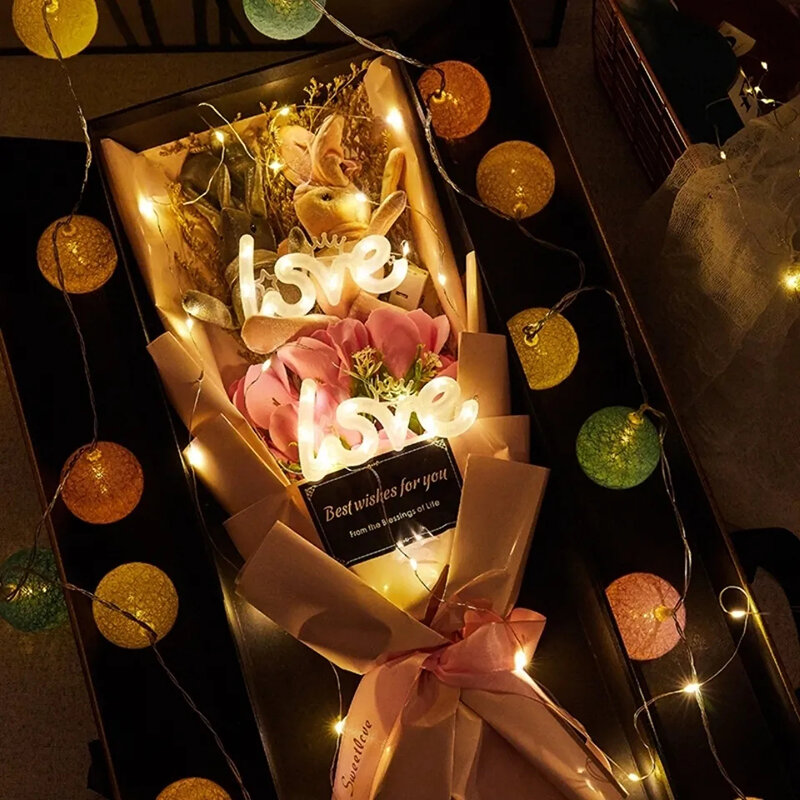 장식 빛 사랑 크라운 1314 빛 문자열 꽃다발 빛 장식 생일 결혼 기념일 케이크 선물 상자 장식