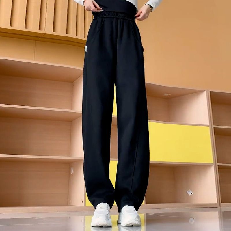 Весенние Новые популярные облегающие брюки с широкими штанинами для осени свободные брюки с бархатными штанинами для бега для женщин