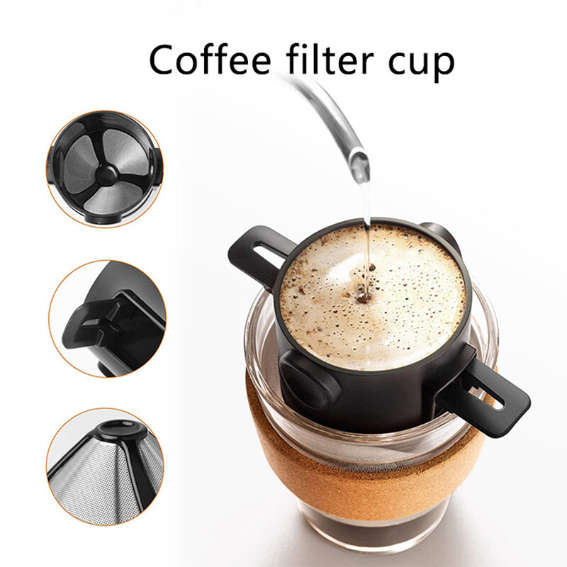 Coffee Filter Portable Reusable Funnel Tea Infuser Stainless Steel Drip Coffee Tea Dripper For Home Office Outdoor Travel