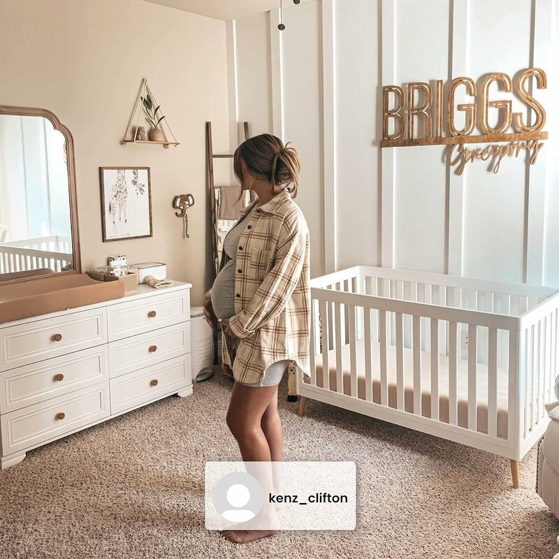 Essex 4-in-1 Convertible Baby Crib, Bianca White with Natural Legs