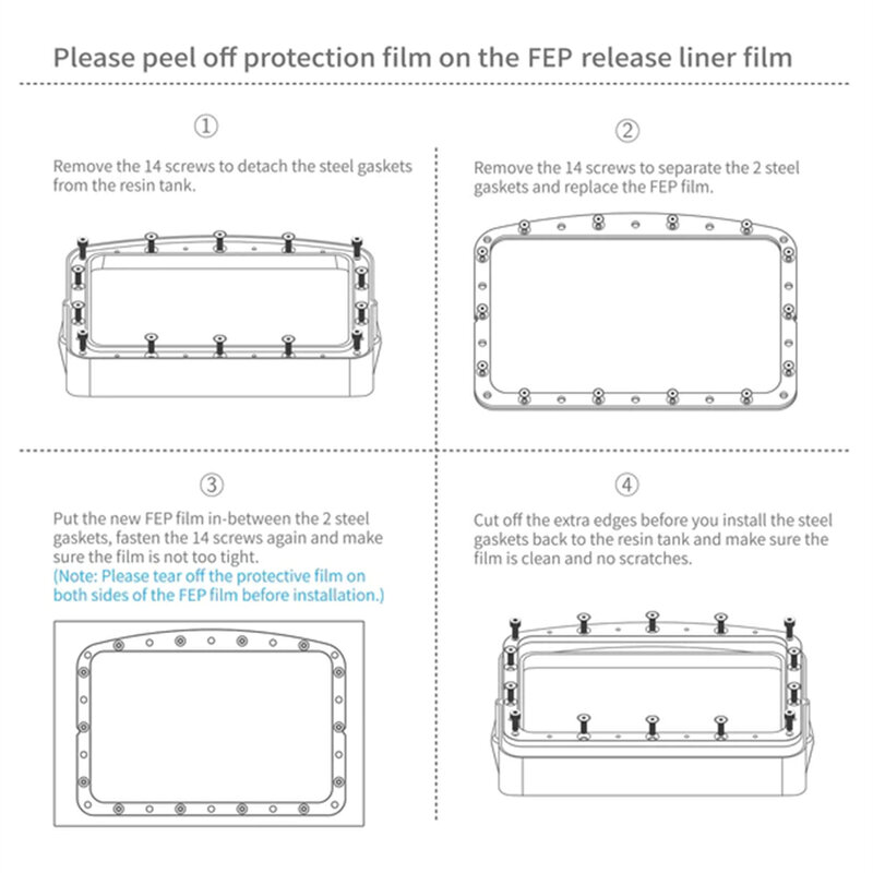 5 Stück FEP-Film 10 Zoll 290*195mm für ELEGOO Saturn 3 Series Saturn 2 0.15mm UV-Harz-3D-Drucker Entspannungsfolien FEP-Platte LCD