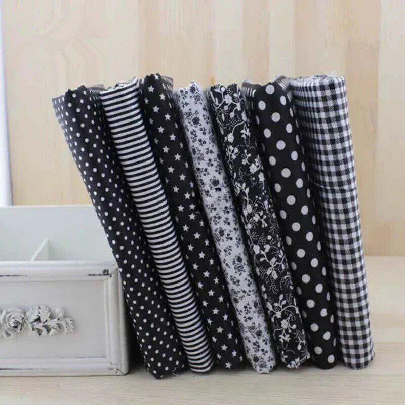 7Pcs/Set 25*25cm Quilting Patchwork Pure Cotton Fabric Floral Plaid Stripes Cloth Material Handmade DIY Sewing Gift Accessories