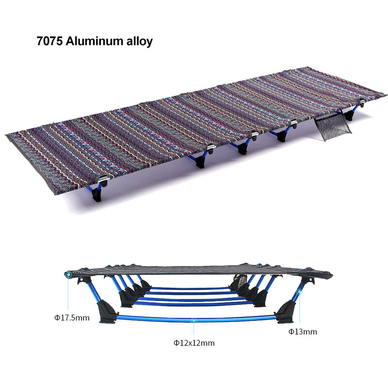 Outdoor Camping Bed Backpacking Hiking Portable Folding Bed Single Fishing Lightweight Aluminium Sleeping Recliner Cot Mat