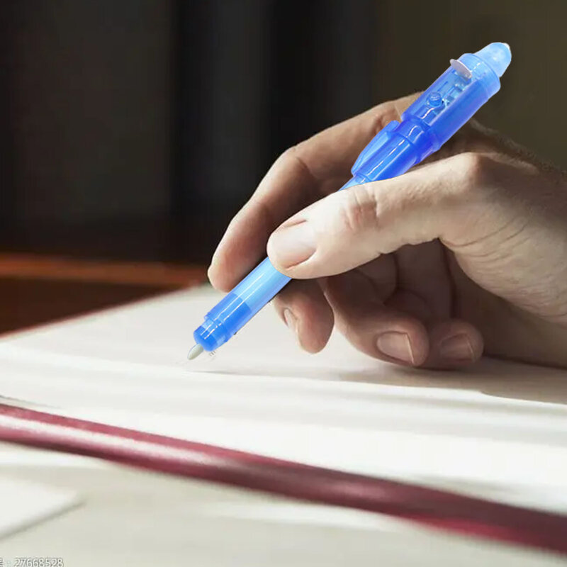 보이지 않는 잉크 펜, UV 라이트 비밀 스파이 펜, 보이지 않는 잉크 펜, UV 라이트, 비밀 생일 메시지 쓰기 비밀 정보