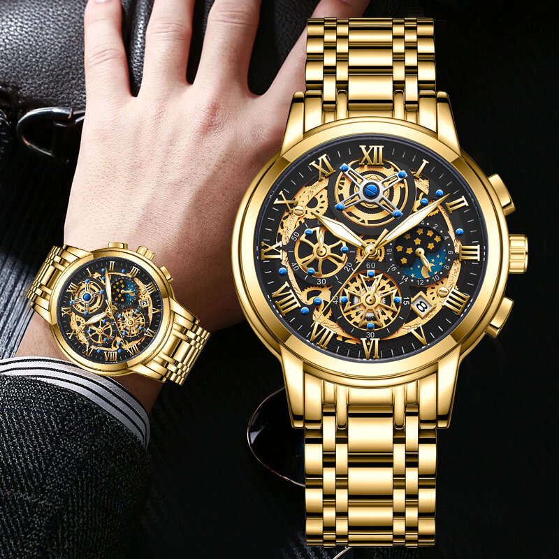 LIGE-Relógio de quartzo impermeável masculino, luxo, negócios, esportes, cronógrafo, relógios de pulso, marca superior, moda