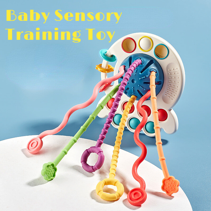 Mainan Pendidikan Pengembangan Sensorik Bayi Montessori Tali Tarik Pegangan Jari Mainan Latihan Pembelajaran Awal Tumbuh Gigi BPA Gratis 1-3Y