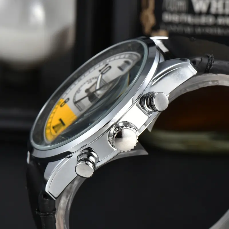 Men's Union Chronograph Speedster Watch, pulseira de couro, quartzo, glamouroso, Belisar, edição limitada, frete grátis