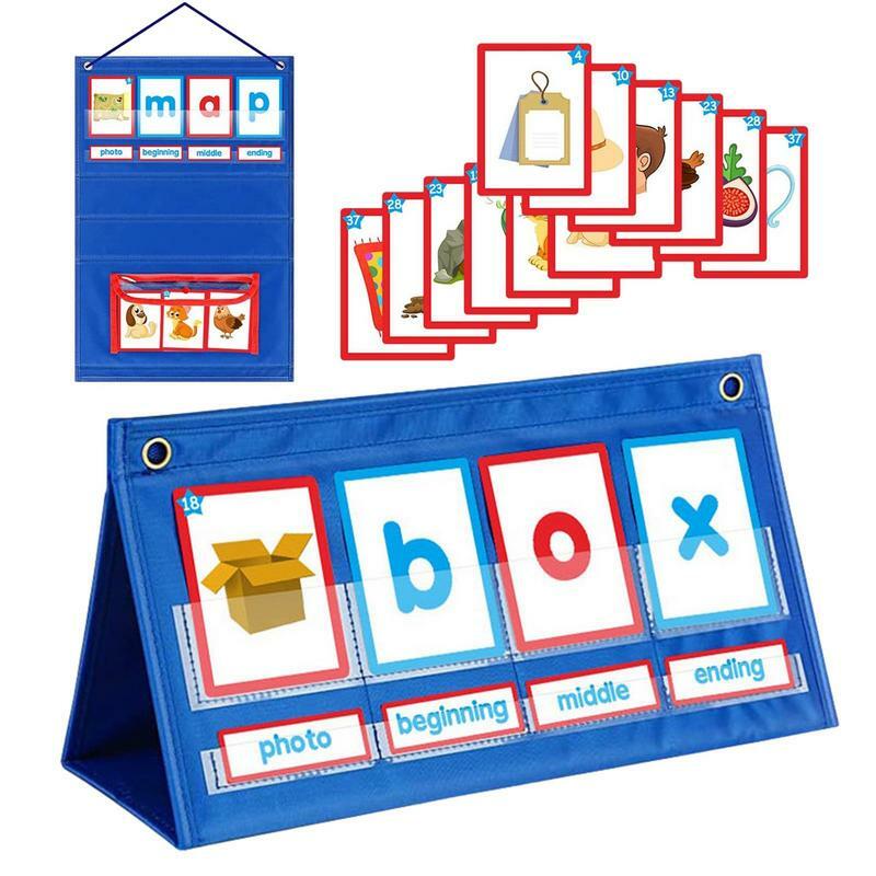 Word Building Pocket Chart Imagens Match Word Game Double Sided Table Top Pocket Chart Brinquedo educativo pré-escolar para crianças perfeito