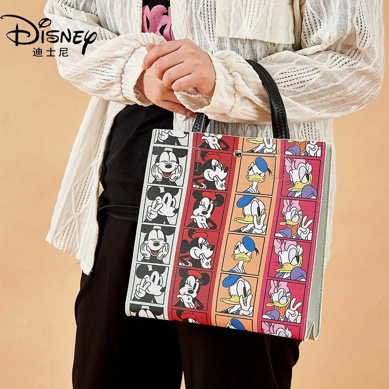 MINISO tas punggung siswa, ransel kartun Disney Mickey Winnie beruang stroberi kasual kapasitas besar