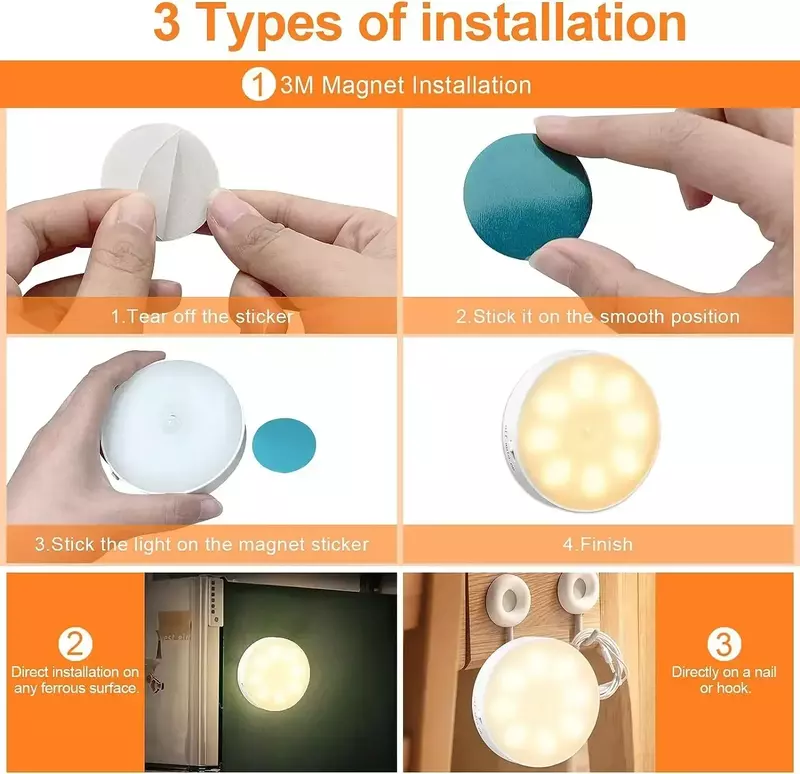Xiaomi LED Night Lamp With Motion Sensor Rechargeable USB Night Light 2 Colors For Room Kitchen Cabinet Bedside Table Lamp