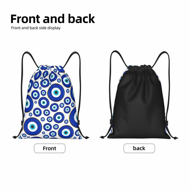 Custom Nazar Turkey Evil Eye Symbol Pattern Amulet Drawstring Bags for Shopping Yoga Backpacks Women Men Sports Gym Sackpack