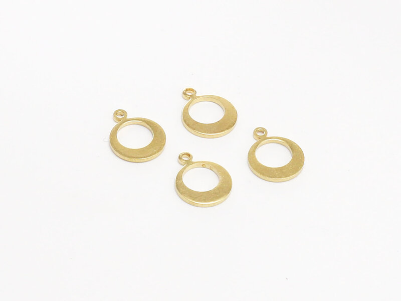 100pcs Brass round charm, Round circle earring connector, 10x1mm, Bracelet charms, Brass findings, Brass Jewelry Supplies - R320