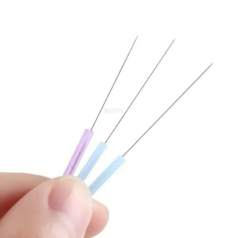 500 Stuks Schoonheidsvergassingsnaalden Steriele Acupunctuurnaald Plastic Handvat Micro Naald Schoonheidsmassage Gezichtsnaald Eacu