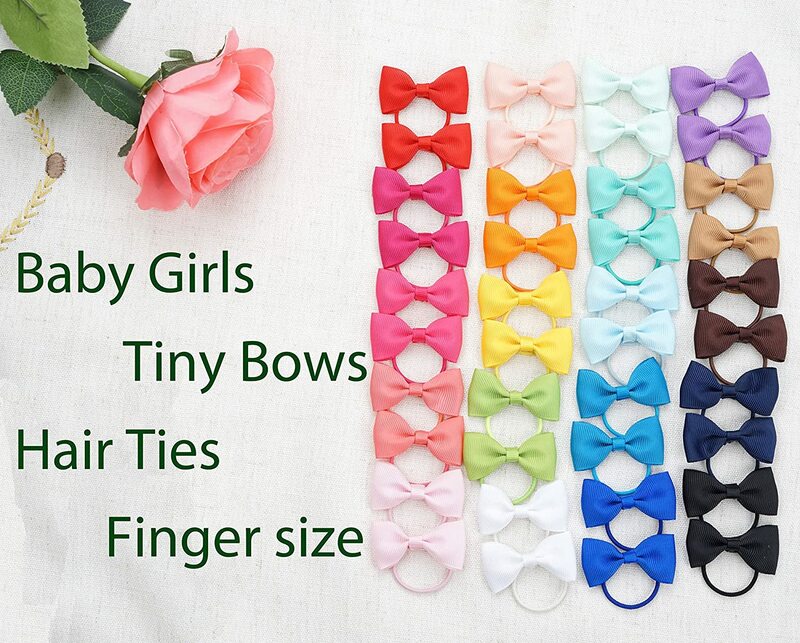 80/50Pieces 2 Inch Baby Girls Hair Bows Elastic Ties Grosgrain Ribbon Bow With Rubber Band Ponytail Holders Hair Accessories