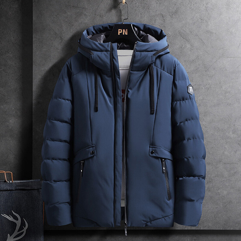 Roupas de inverno de alta qualidade para homem casual com capuz de algodão grosso para baixo jaqueta