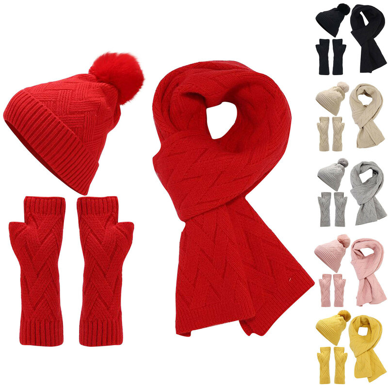 Lingerie Fashionable Accessories Scarf Women 2023 Thick Warm Set Knitted Solid Color Neckerchief Scarf 2024 Pluszowy Pierdolec