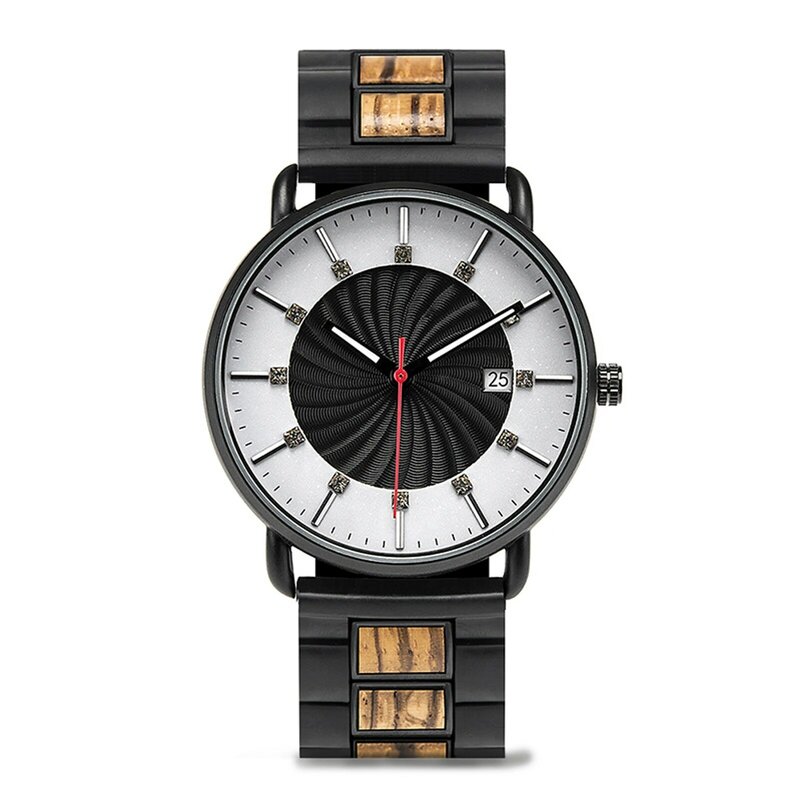 Jam tangan pria, jam tangan lelaki Analog anti air, Kalender tampilan tali kayu, hadiah terbaik untuk ulang tahun/ulang tahun, Gelang