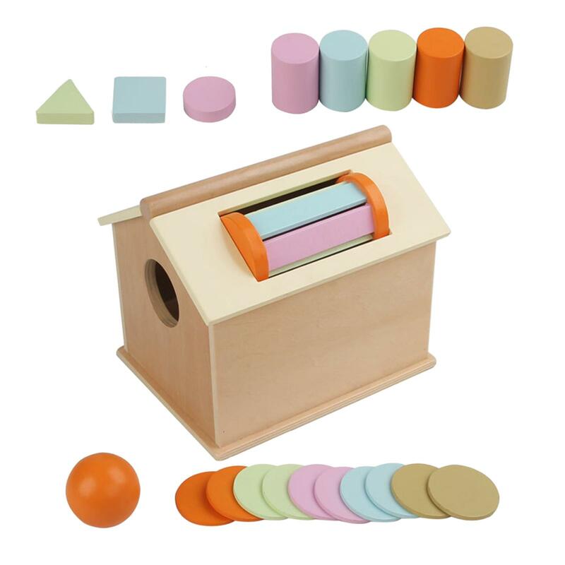 Holz Montessori Spielzeug Ball Münze Tropfen Spielzeug haus für Babys Lernspiel zeug Objekt Permanenz Box Holz spielzeug für Babys