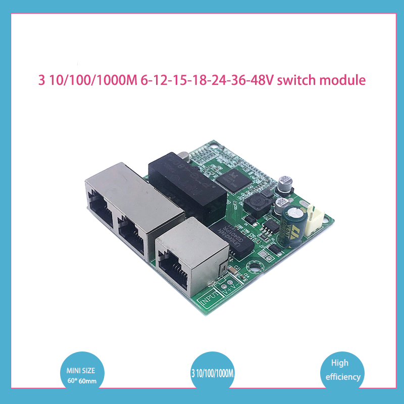 Le module de commutation Gigabit à 3 ports est largement utilisé dans la ligne LED, 3 ports, 10, 100, 1000mport, mini module de commutation PCBA