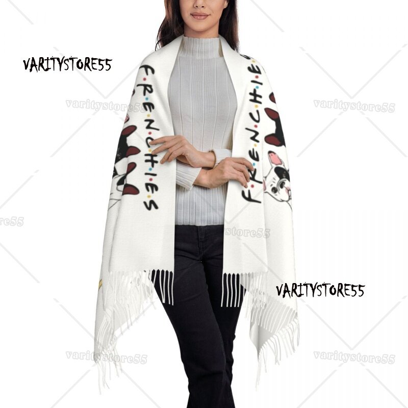 Роскошные забавные французские зимние осенние теплые шали, женские шарфы-булавки в виде французского бульдога