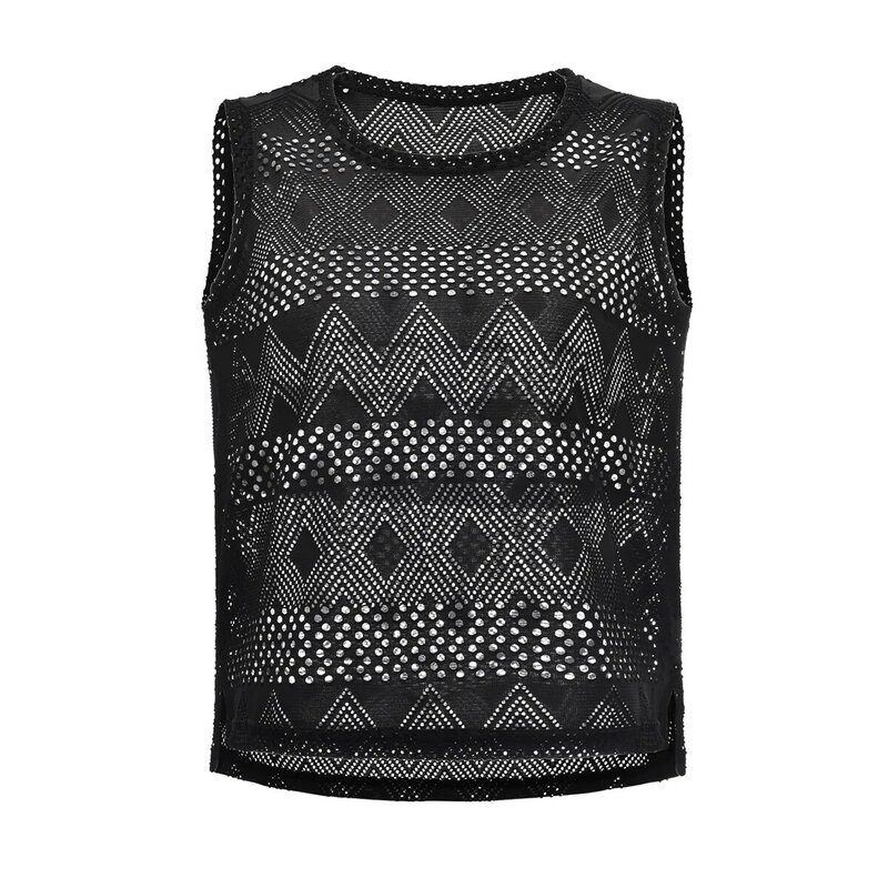 Women Summer Loose Transparent Mesh Vest Slimming Breathable Sleeveless Fitness Vest Durable Quick-Dry Sports Thirt  Anti-Sweat