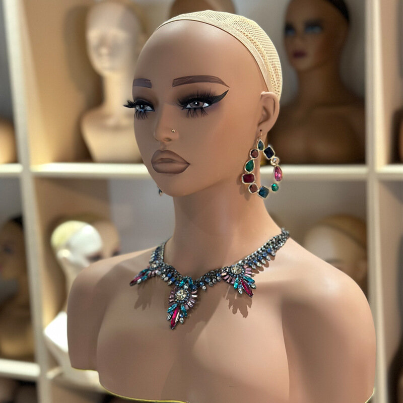 Europejska i amerykańska symulacja żeńskiej głowy manekina z PVC z manekinem na ramię do peruk i naszyjników Model makijażu