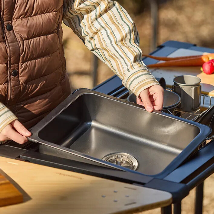 Stainless Steel Basin Portable Outdoor Camping Picnic Wash Hands And Dishwashing Sink Ultra-light Washing Tank