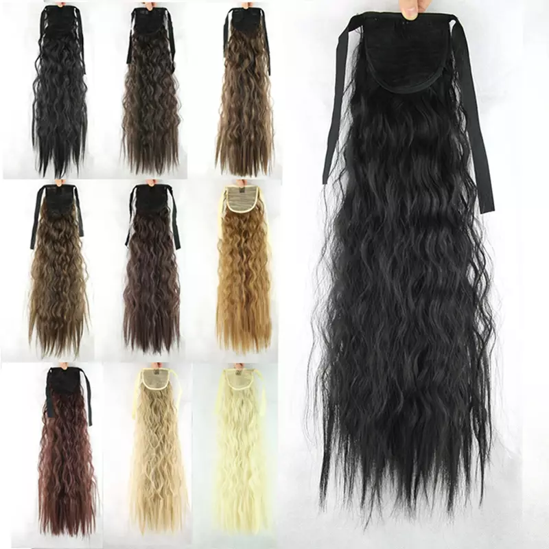 22inch Kinky Curly Hair Clip In Pony Tail Drawstring Ponytail Synthetic Hair Extension Horse Hair on Hairpins